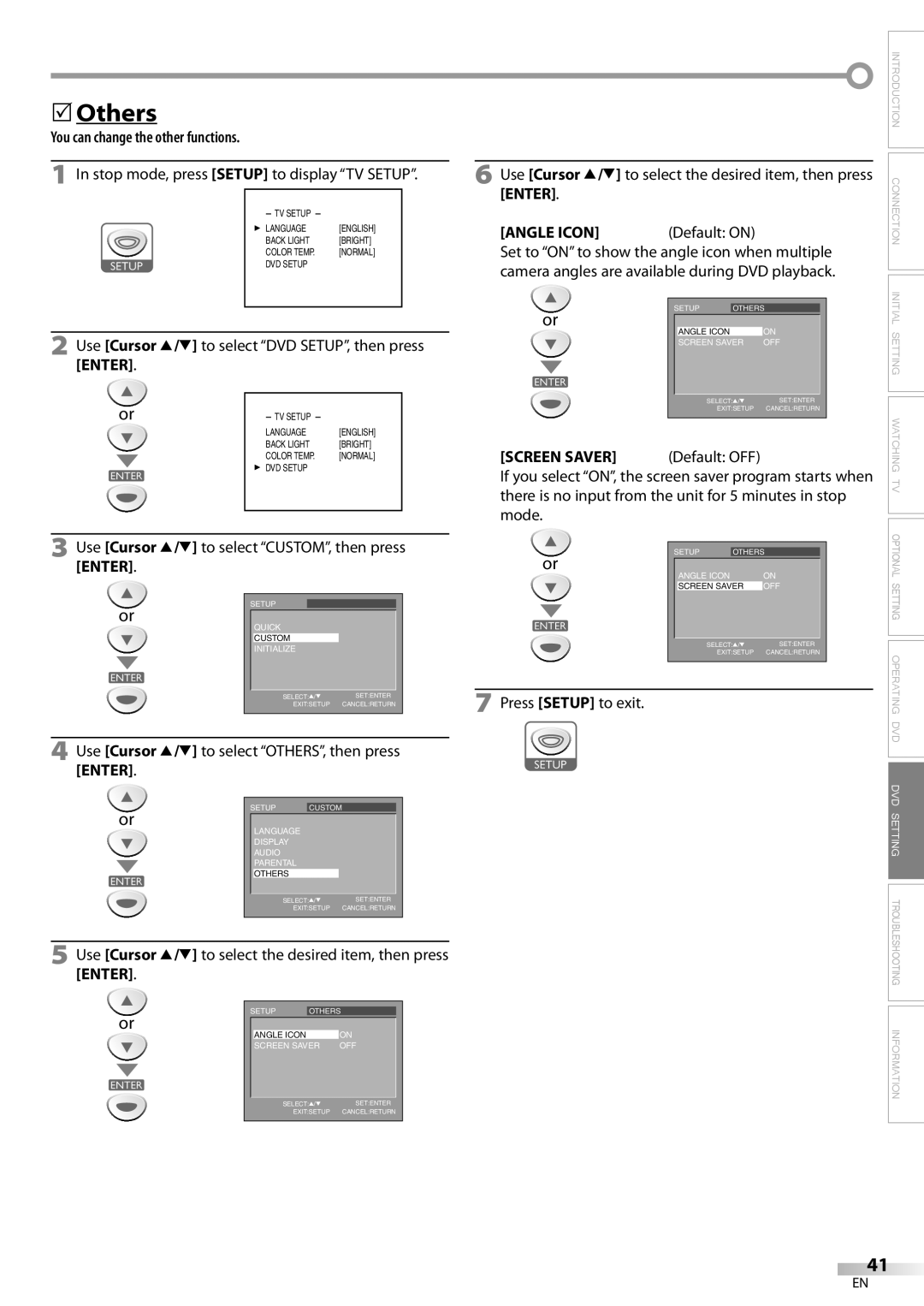 Emerson LD200EM8 owner manual Others, You can change the other functions, Use Cursor K/L to select OTHERS, then press Enter 