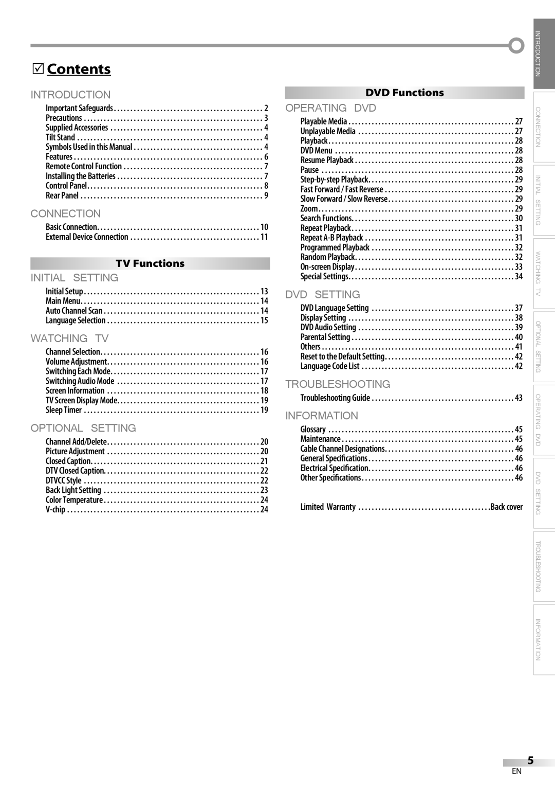 Emerson LD200EM8 owner manual Contents, Repeat A-B Playback, General Specifications 