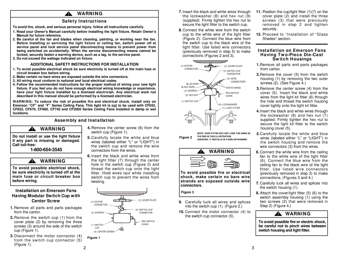 Emerson LK803, LK801, LK800, LK37, F468 owner manual Safety Instructions, Assembly and Installation 