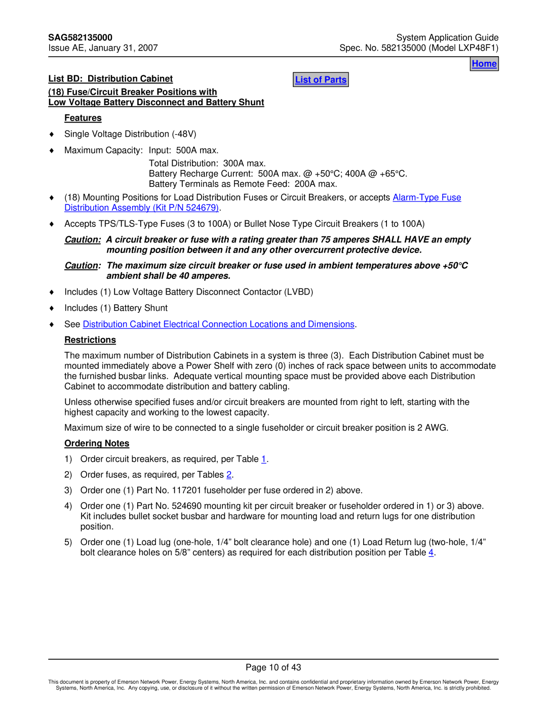 Emerson LXP48F1 manual List of Parts 