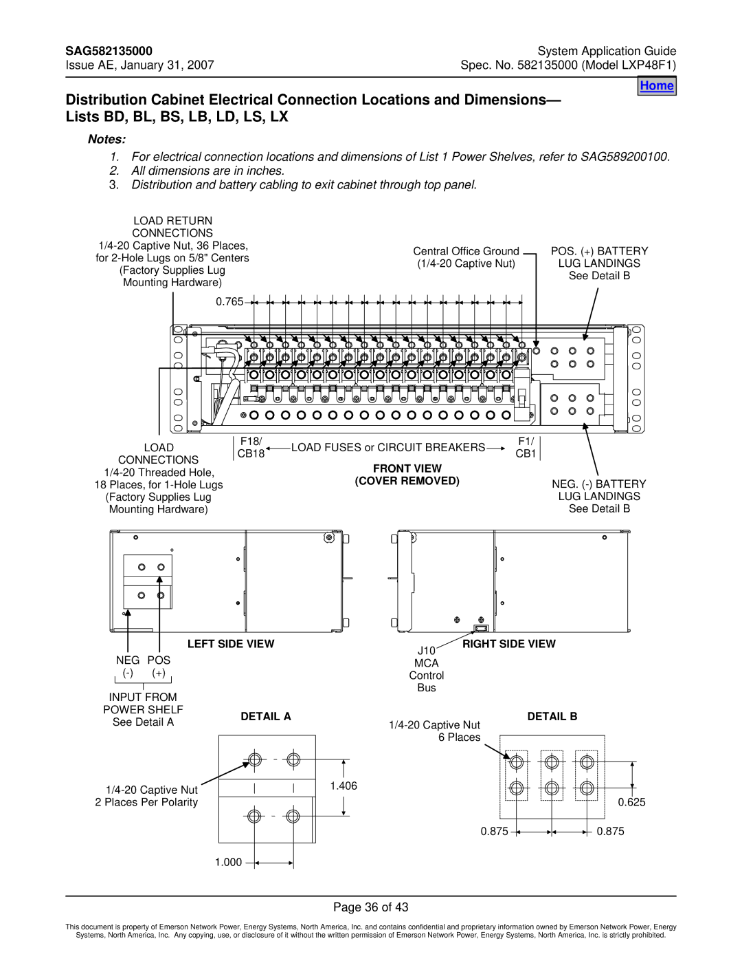 Emerson LXP48F1 manual Left Side View 