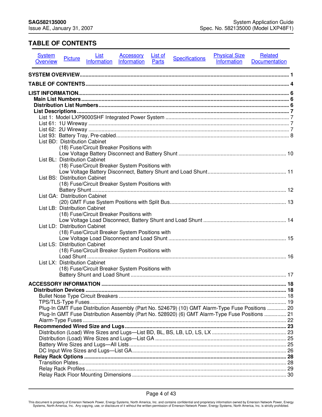 Emerson LXP48F1 manual Table of Contents 