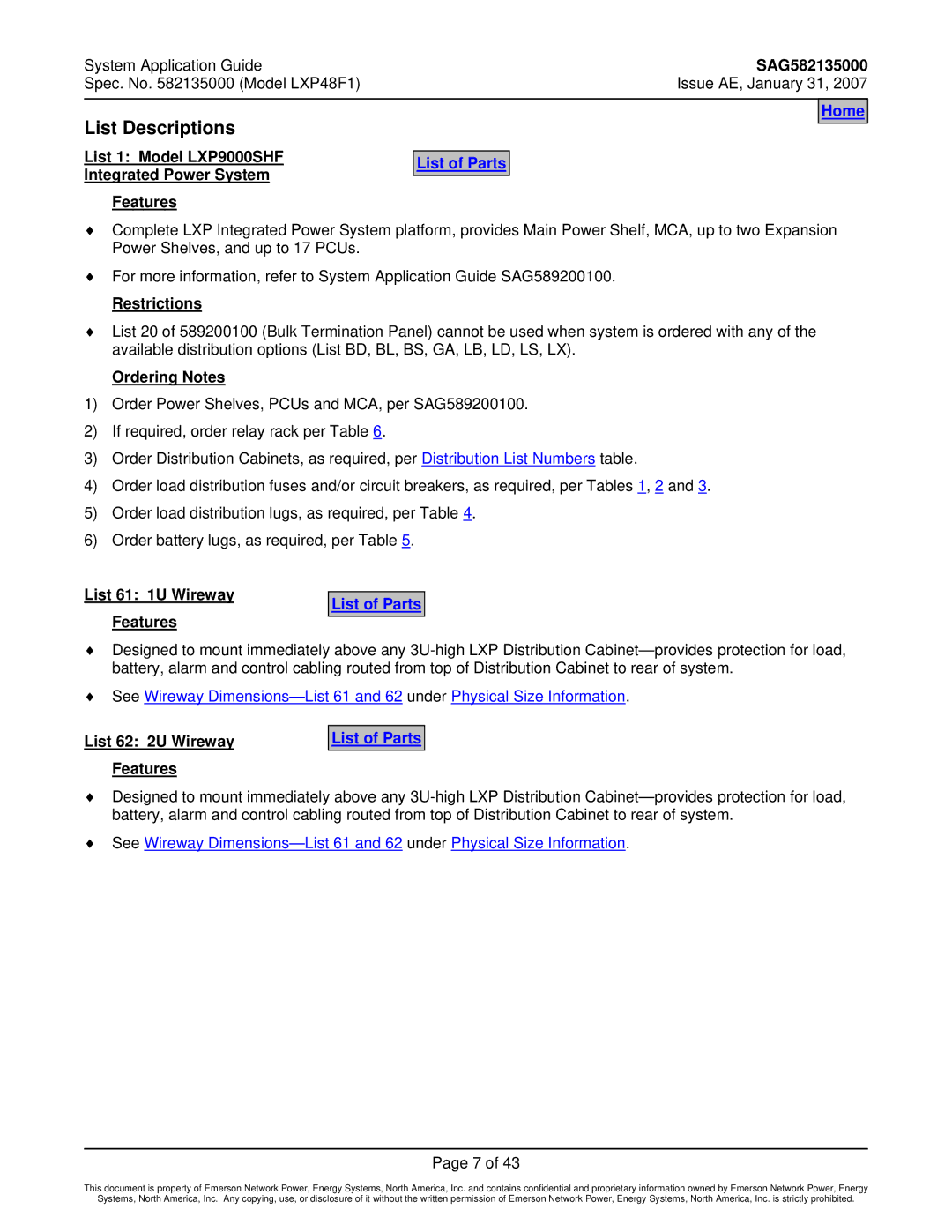 Emerson LXP48F1 manual List Descriptions 