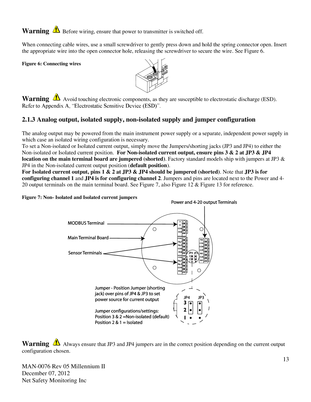 Emerson M21, M22 user manual Connecting wires 