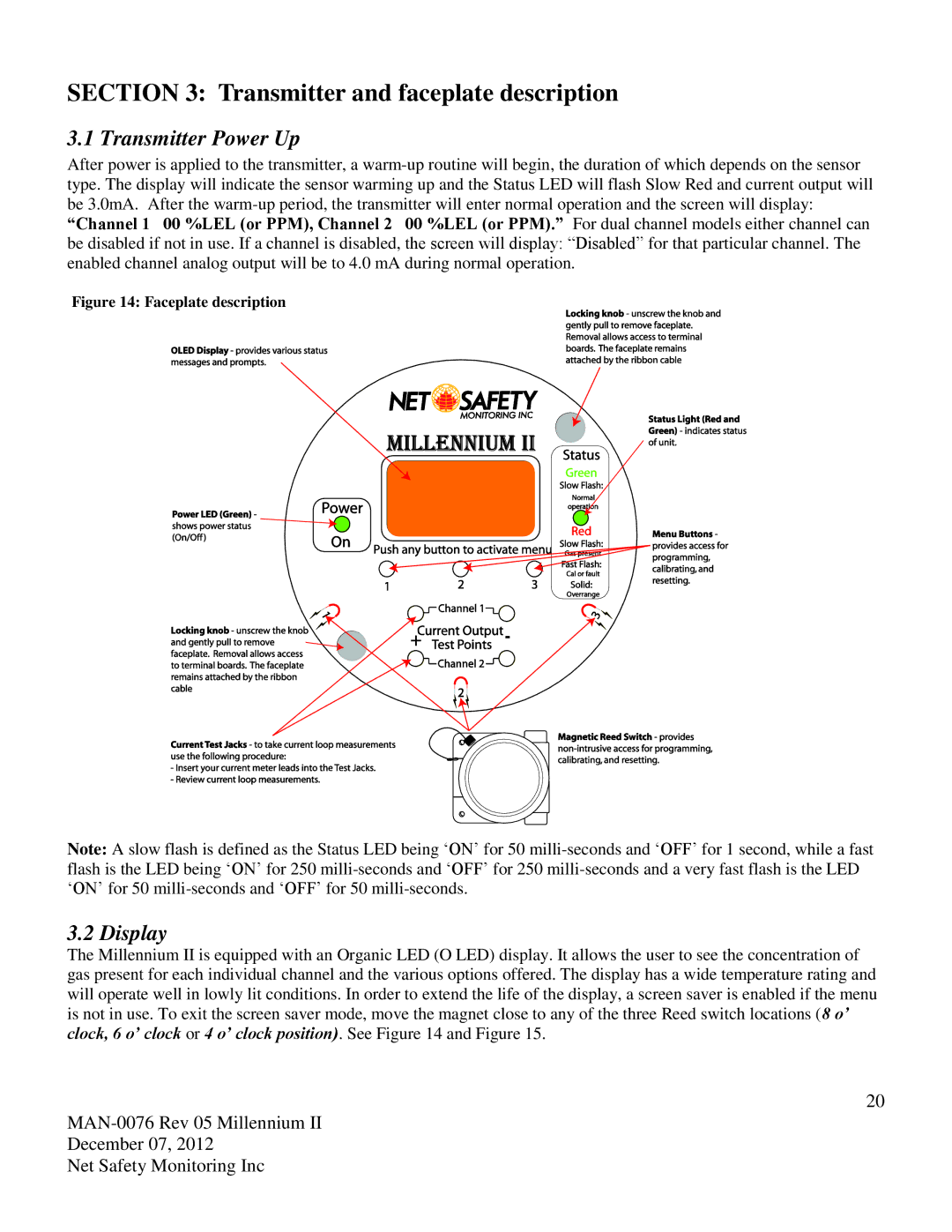 Emerson M22, M21 user manual Transmitter and faceplate description, Transmitter Power Up, Display 