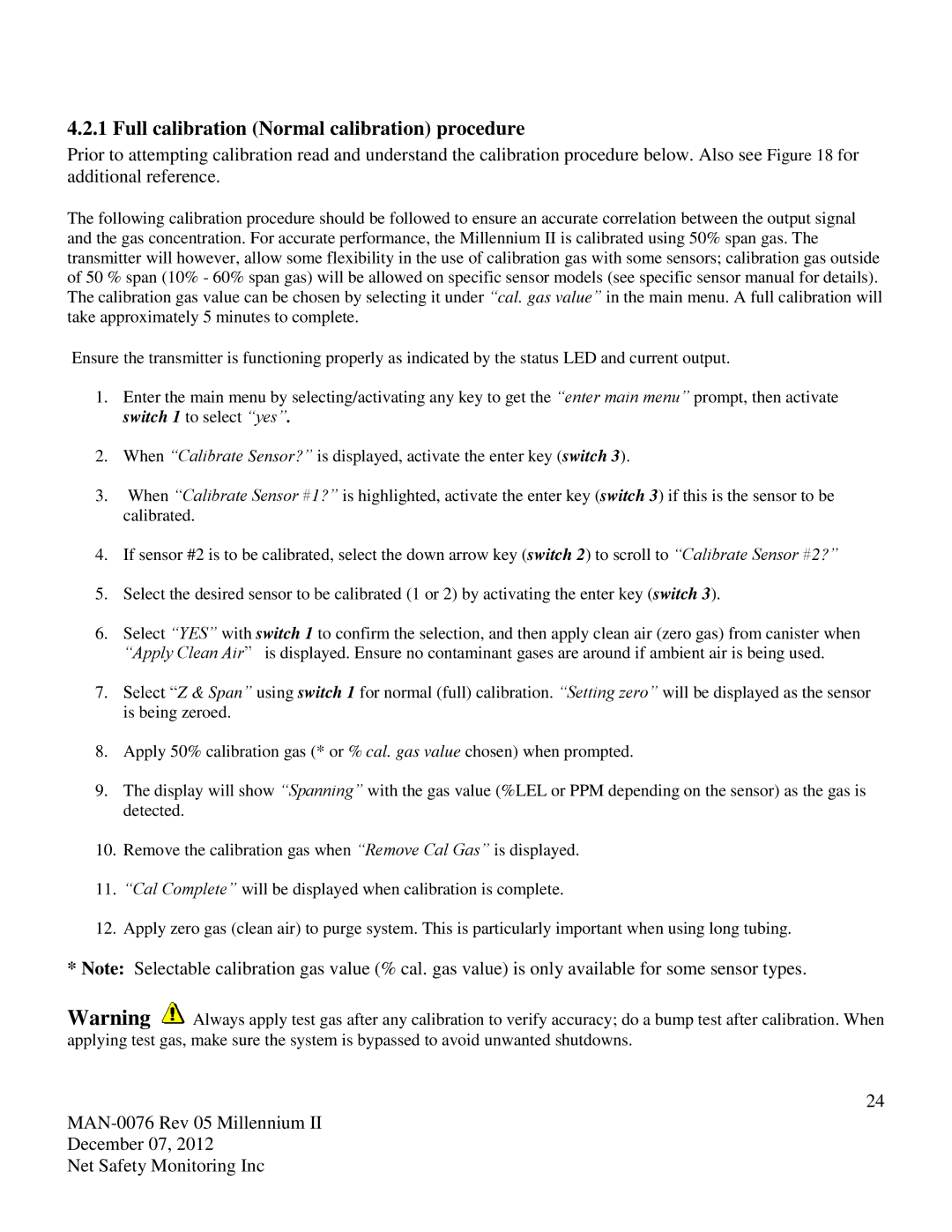 Emerson M22, M21 user manual Full calibration Normal calibration procedure 