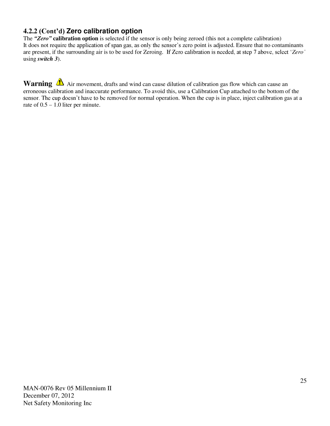 Emerson M21, M22 user manual Cont’d Zero calibration option 