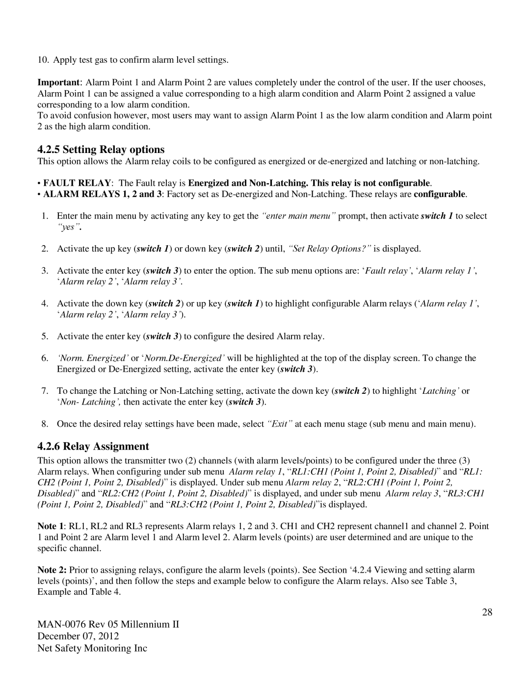 Emerson M22, M21 user manual Setting Relay options, Relay Assignment 