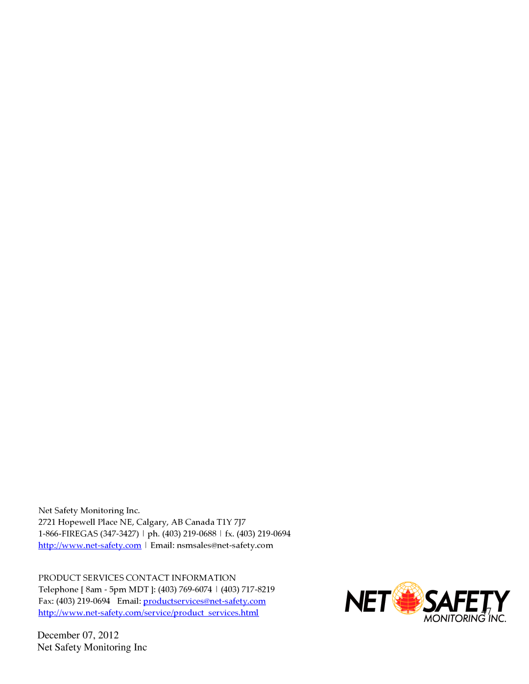 Emerson M21, M22 user manual December 07 Net Safety Monitoring Inc 