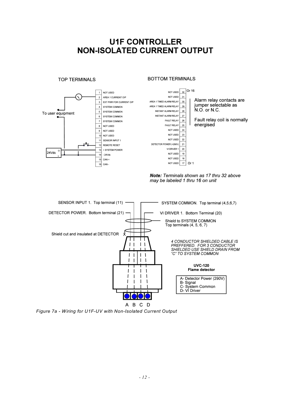 Emerson MAN -0016-00, UVC120 manual W iring for U1F-UV with Non-Isolated Current Output 