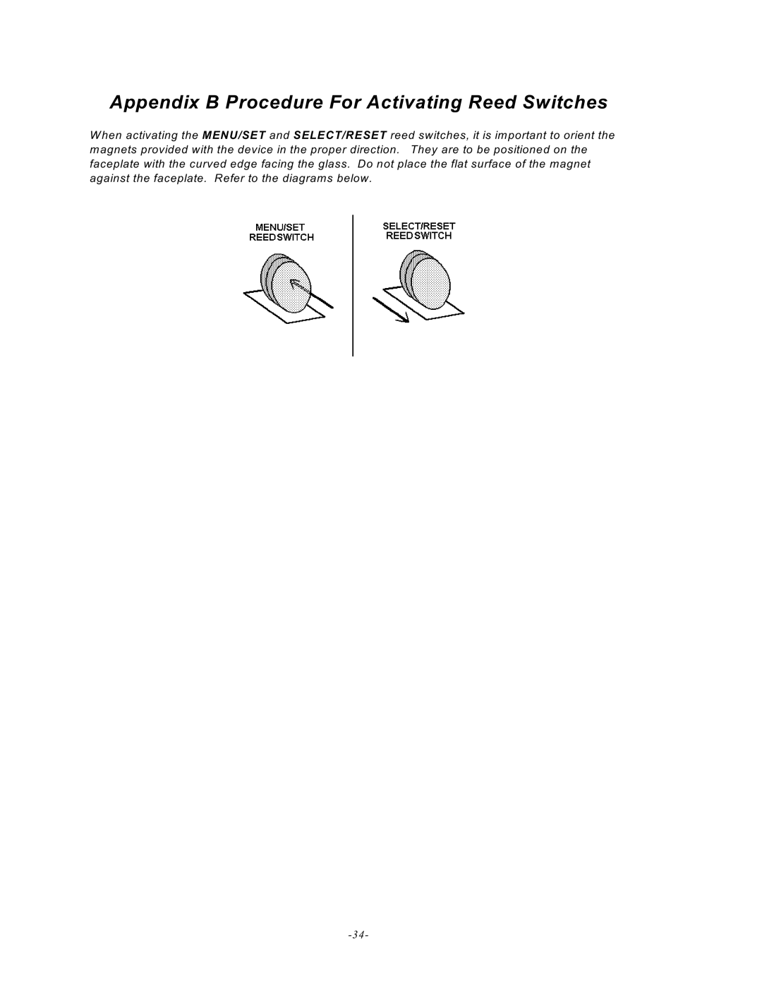 Emerson UVC120, MAN -0016-00 manual Appendix B Procedure For Activating Reed Switches 