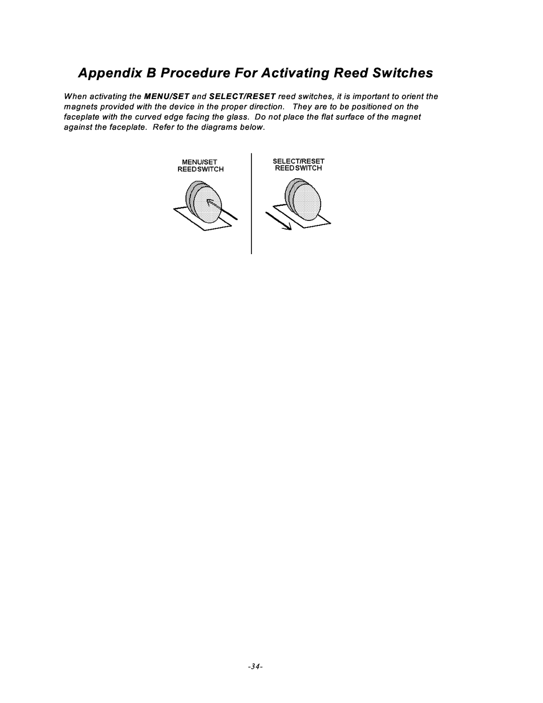 Emerson UVC120, MAN -0016-00 manual Appendix B Procedure For Activating Reed Switches 