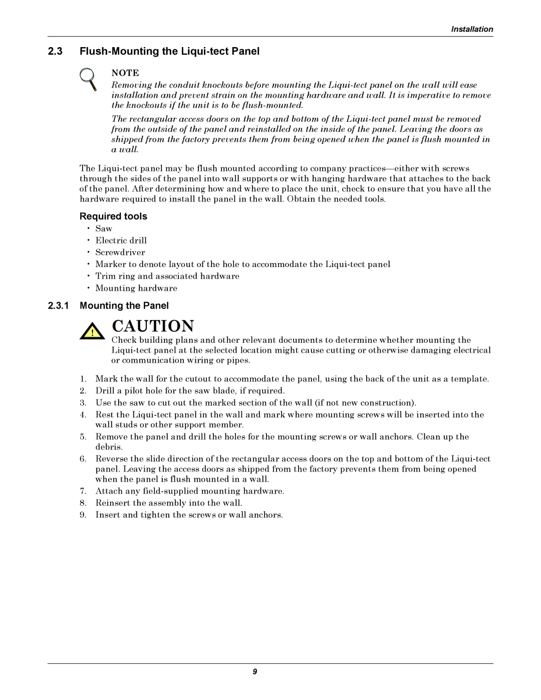 Emerson MC68HC16Z1 user manual Flush-Mounting the Liqui-tect Panel 