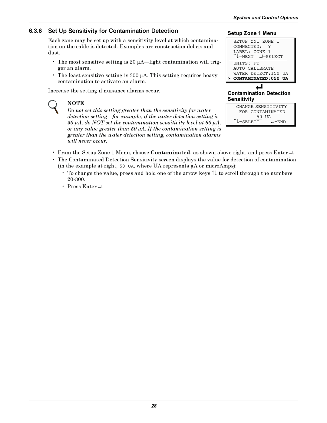 Emerson MC68HC16Z1 user manual Setup Zone 1 Menu, Contamination Detection Sensitivity 