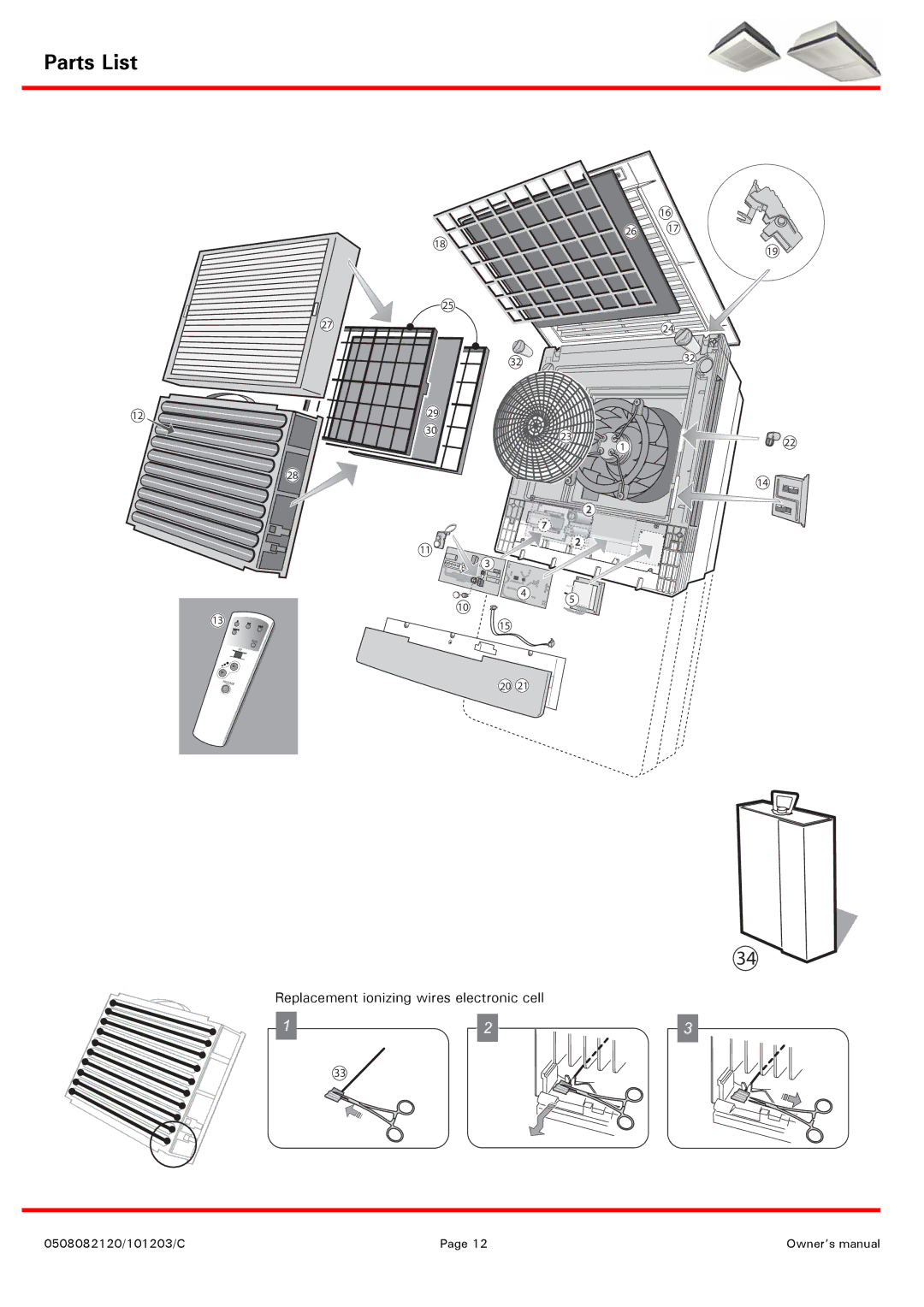 Emerson 2SD1, MCD1200W, MCS600B, ECD1500B, ECD1500W, ECS750B, MCS600W, MCD1200B, 2SD2 Replacement ionizing wires electronic cell 