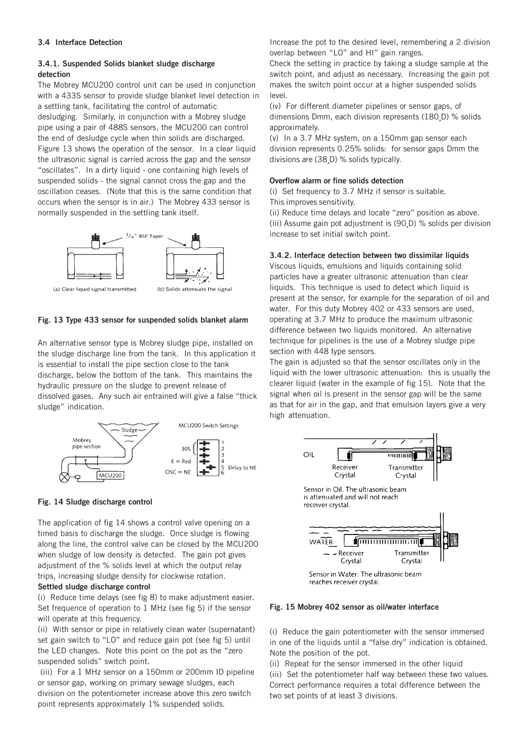 Emerson MCU200 installation instructions Settled sludge discharge control, Overflow alarm or fine solids detection 