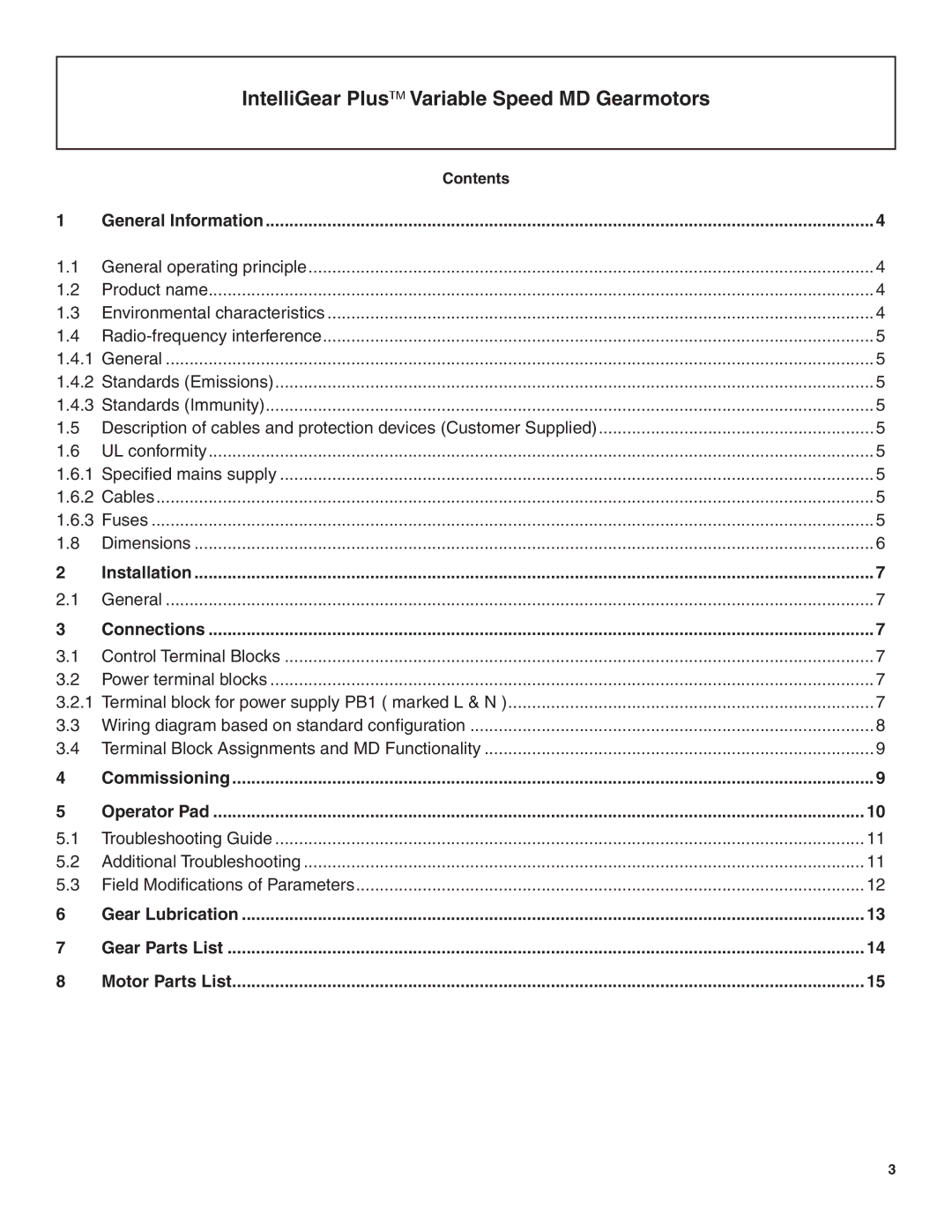 Emerson BW1, MD manual General Information, Contents 