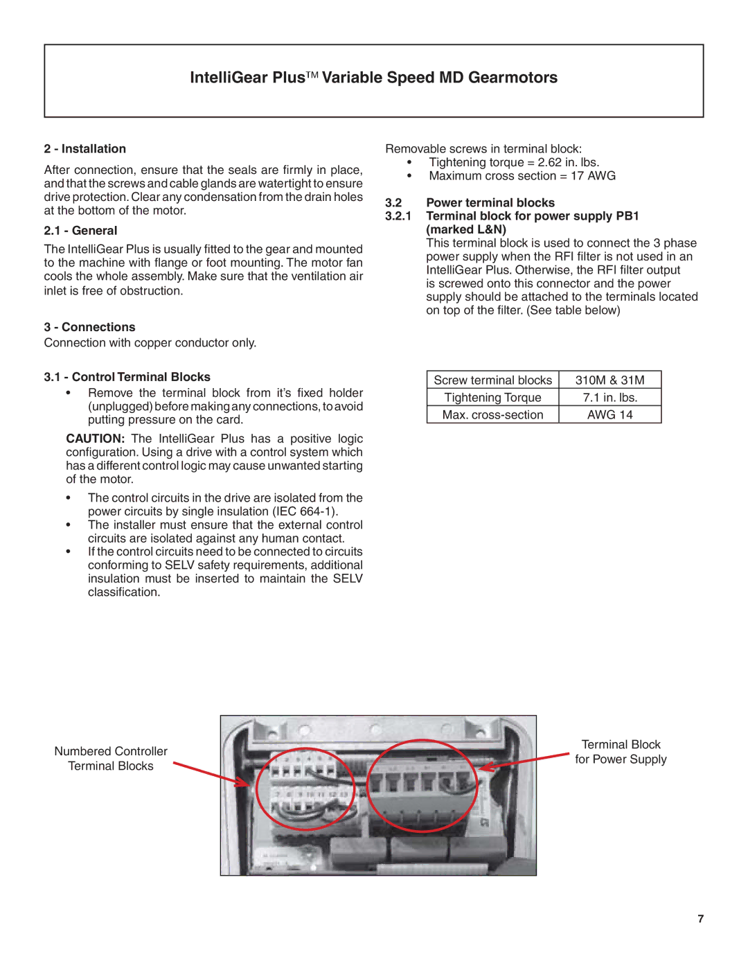 Emerson BW1, MD manual Installation, General, Connections, Control Terminal Blocks 