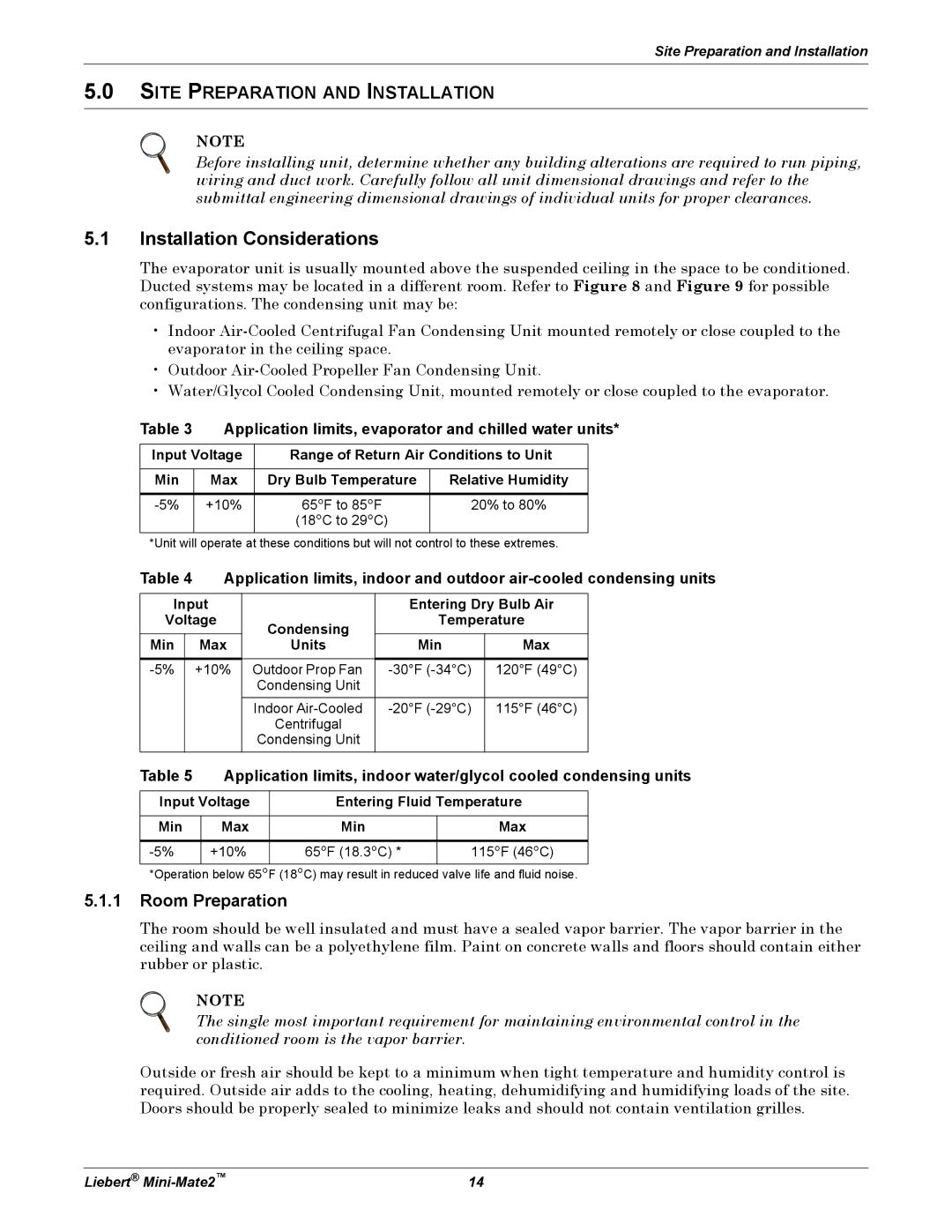 Emerson MINI-MATE2 user manual Installation Considerations, Site Preparation and Installation, Room Preparation 