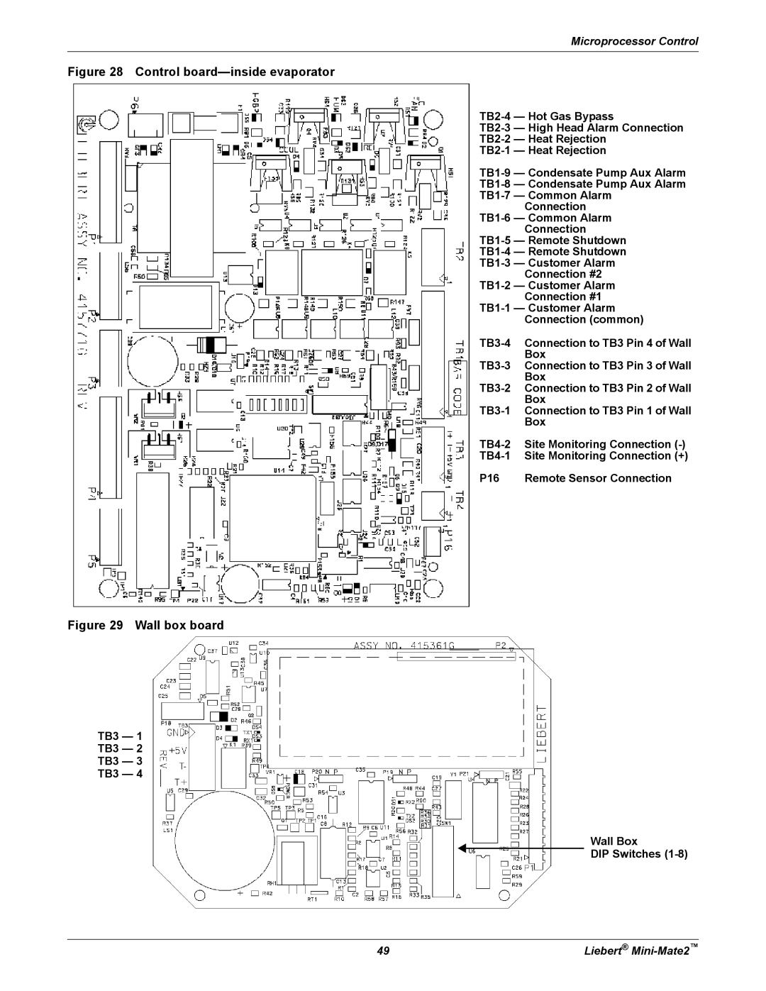 Emerson MINI-MATE2 user manual Control board-inside evaporator, Wall box board 