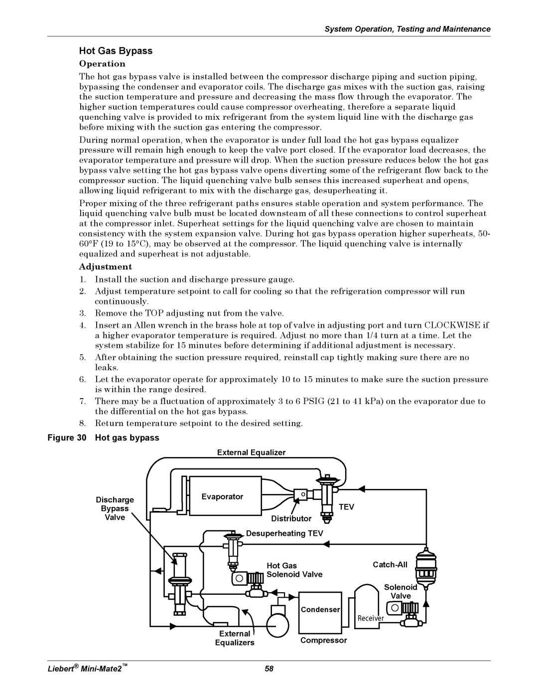 Emerson MINI-MATE2 user manual Hot Gas Bypass, Hot gas bypass 