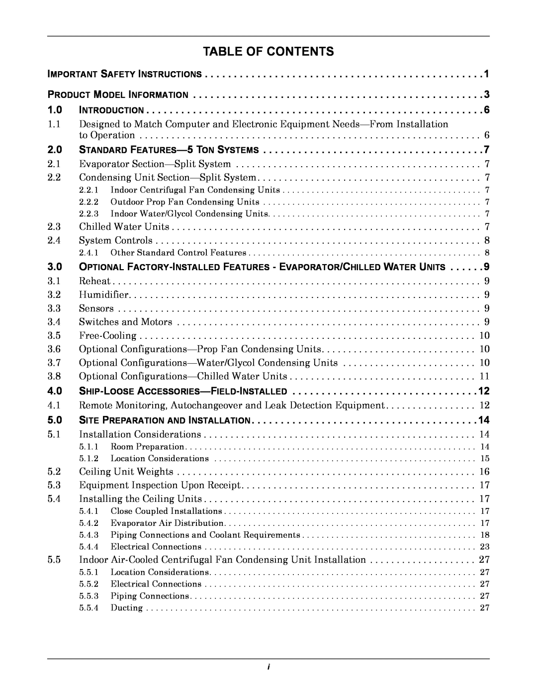 Emerson MINI-MATE2 user manual Table Of Contents 