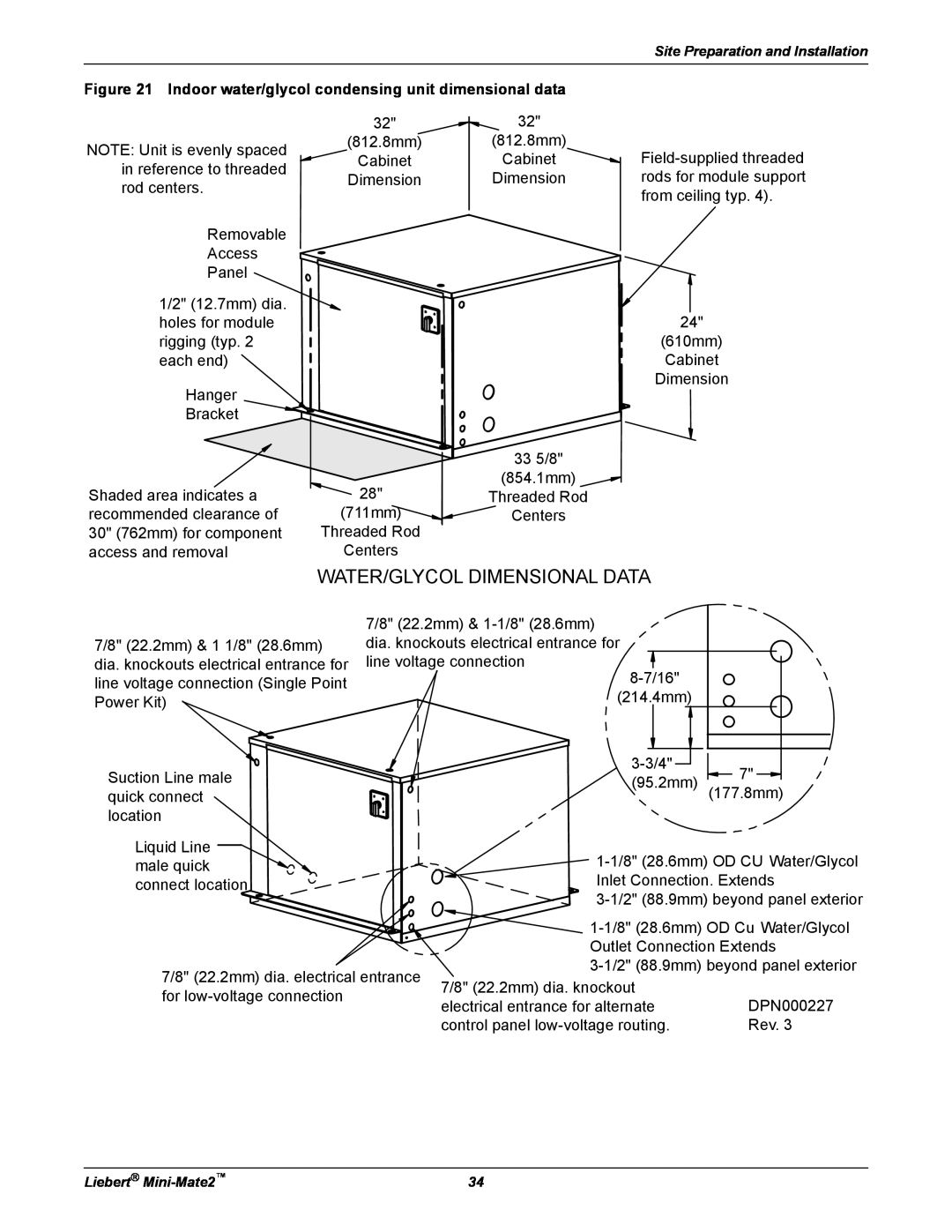 Emerson MINI-MATE2 user manual Water/Glycol Dimensional Data 