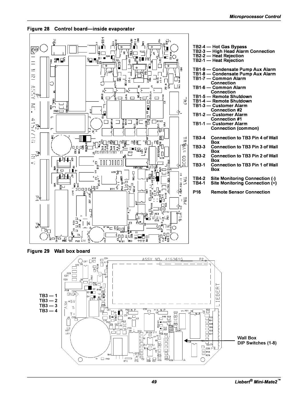 Emerson MINI-MATE2 user manual Control board-insideevaporator, Wall box board, Microprocessor Control 