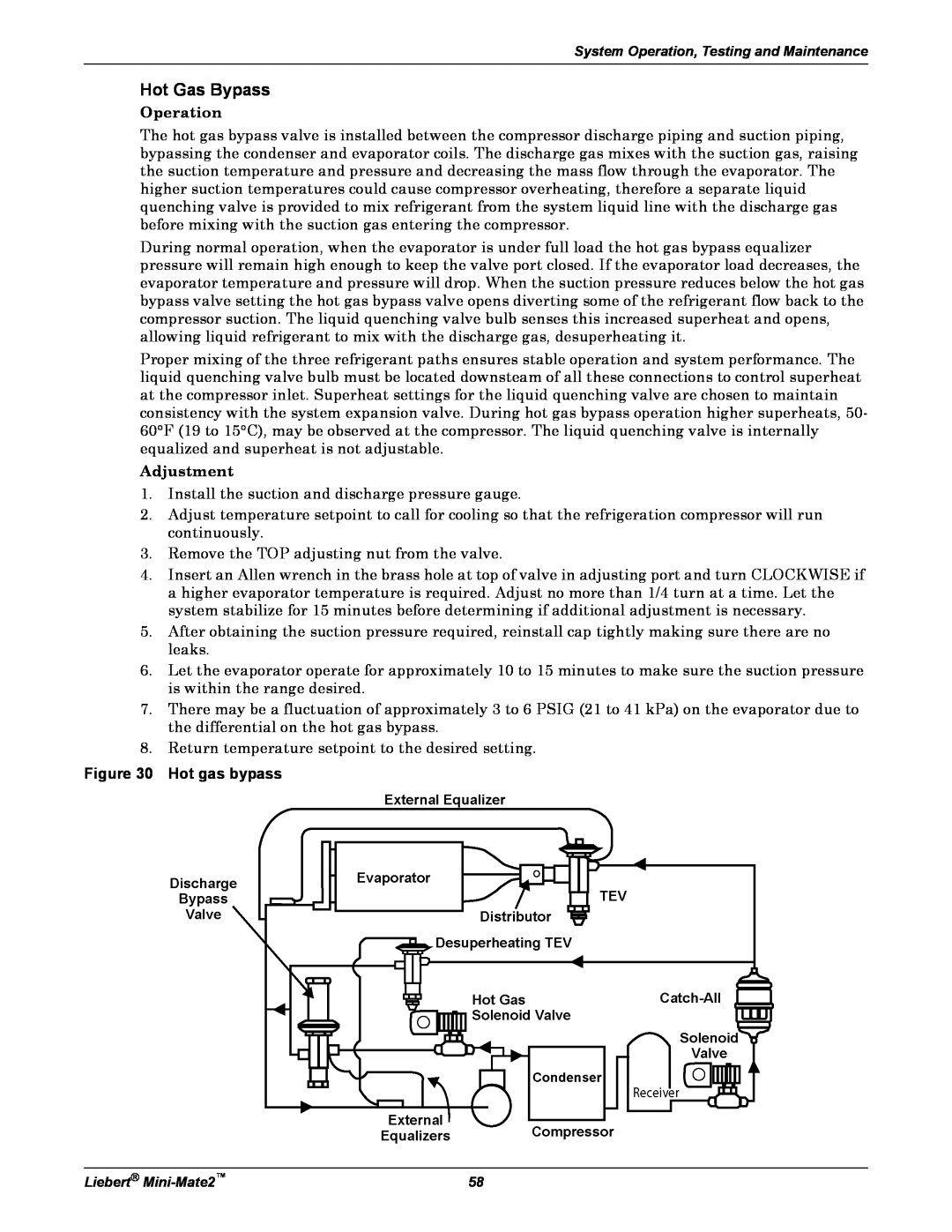 Emerson MINI-MATE2 user manual Hot Gas Bypass, Hot gas bypass 