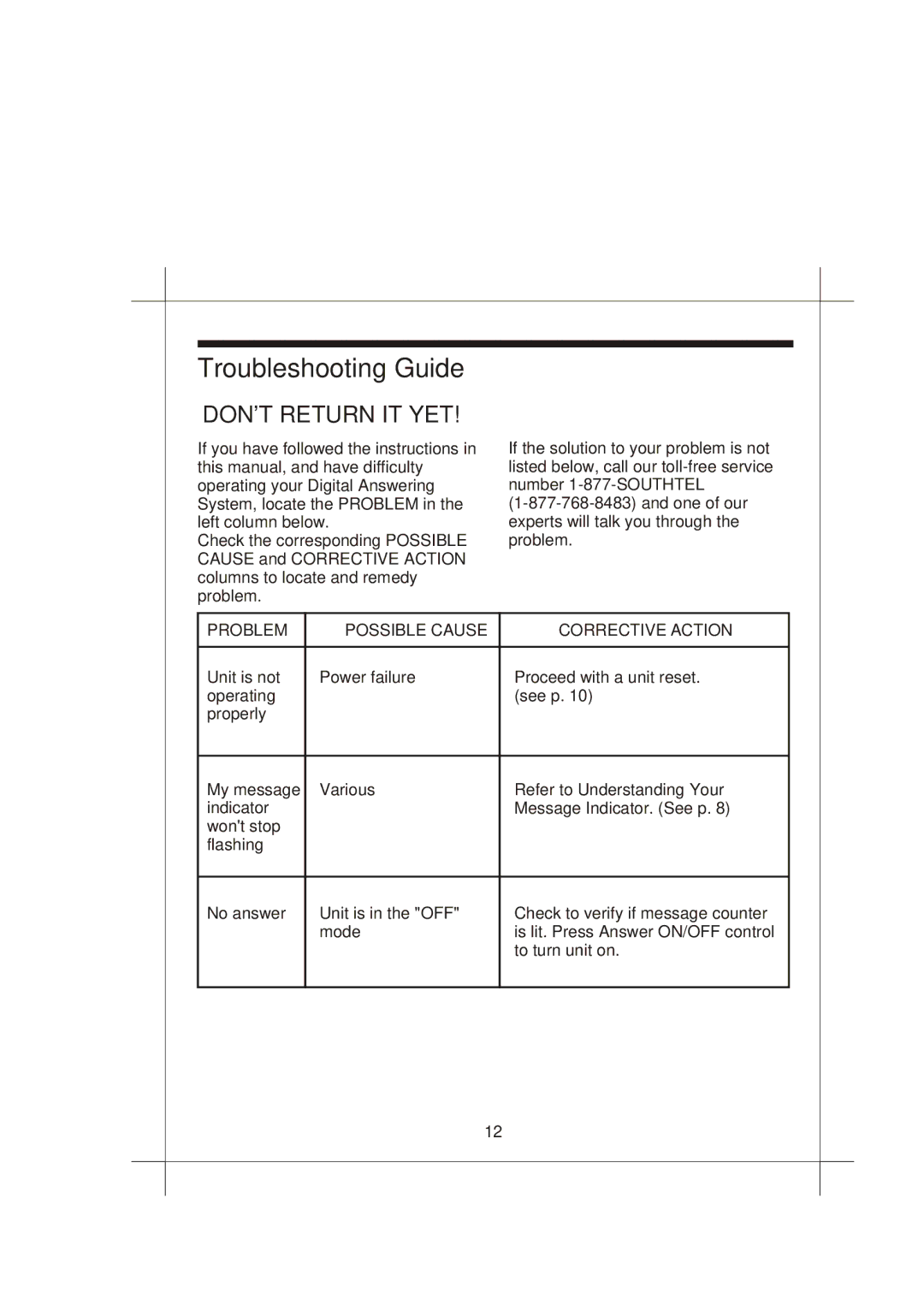 Emerson MODEL EM1200 owner manual Troubleshooting Guide 