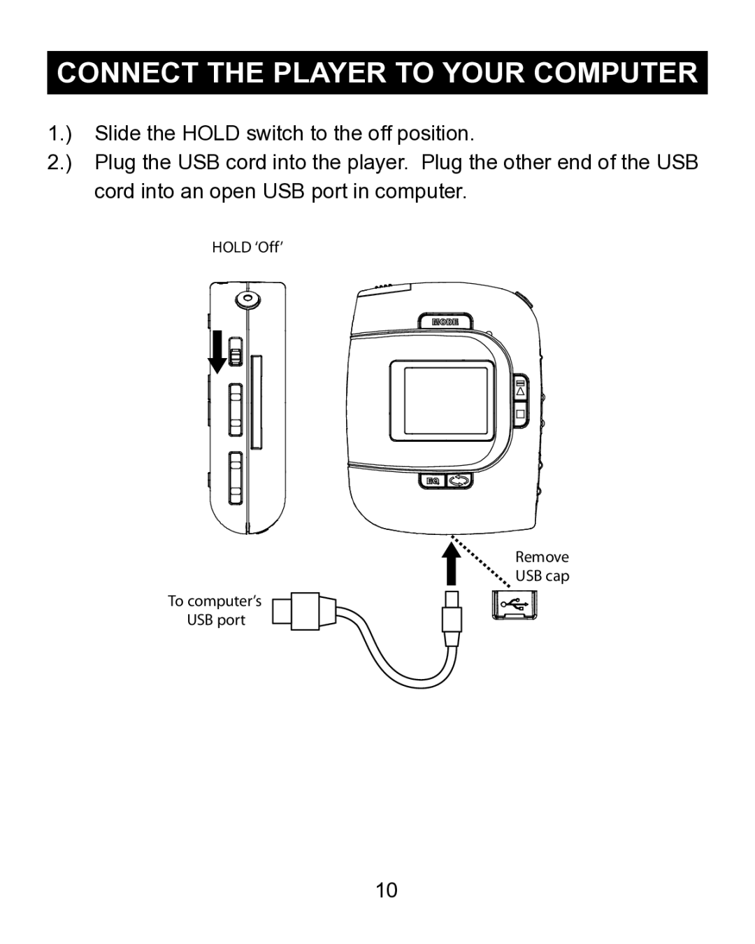 Emerson MP200 manual Connect the Player to Your Computer 