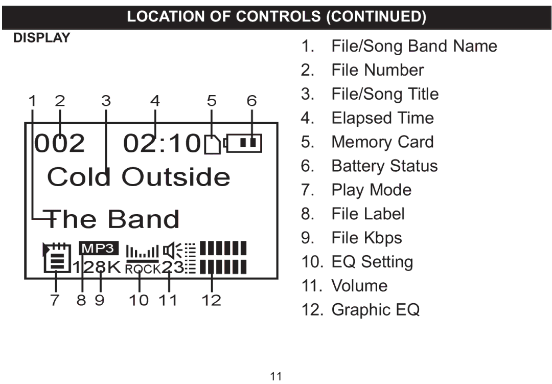 Emerson MP250 owner manual Band, Display 