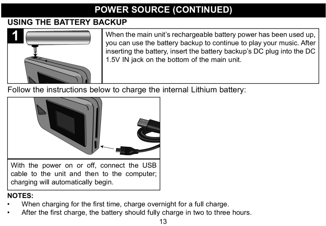 Emerson MP250 owner manual Using the Battery Backup 