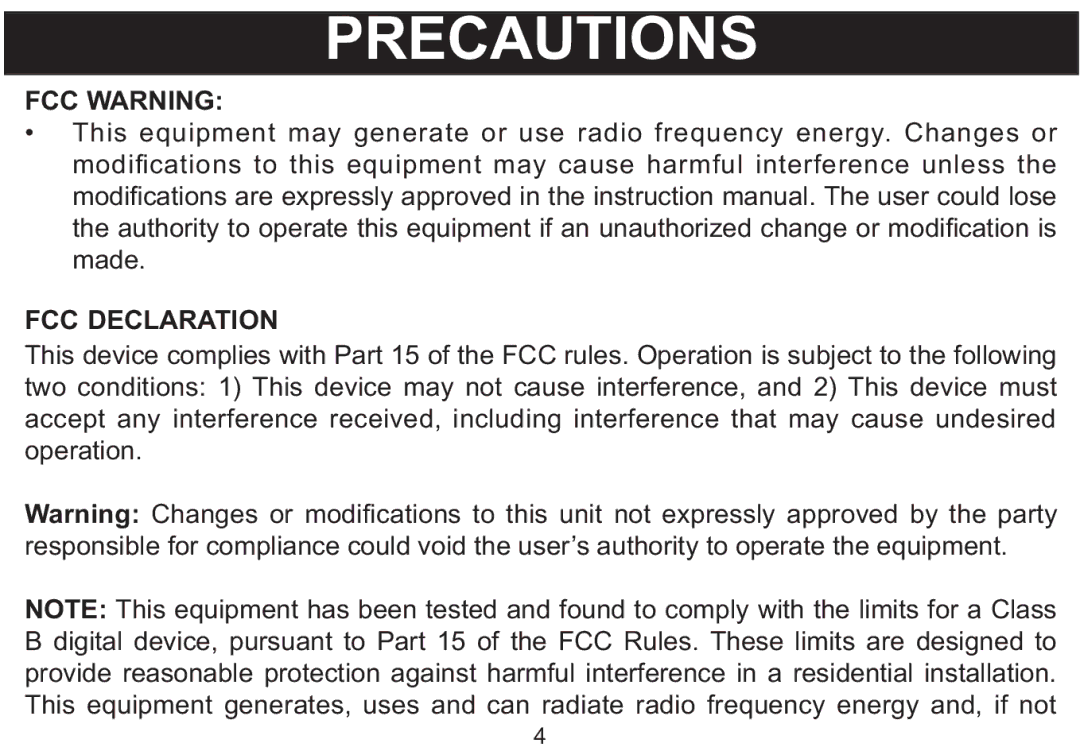 Emerson MP250 owner manual FCC Warning FCC Declaration 