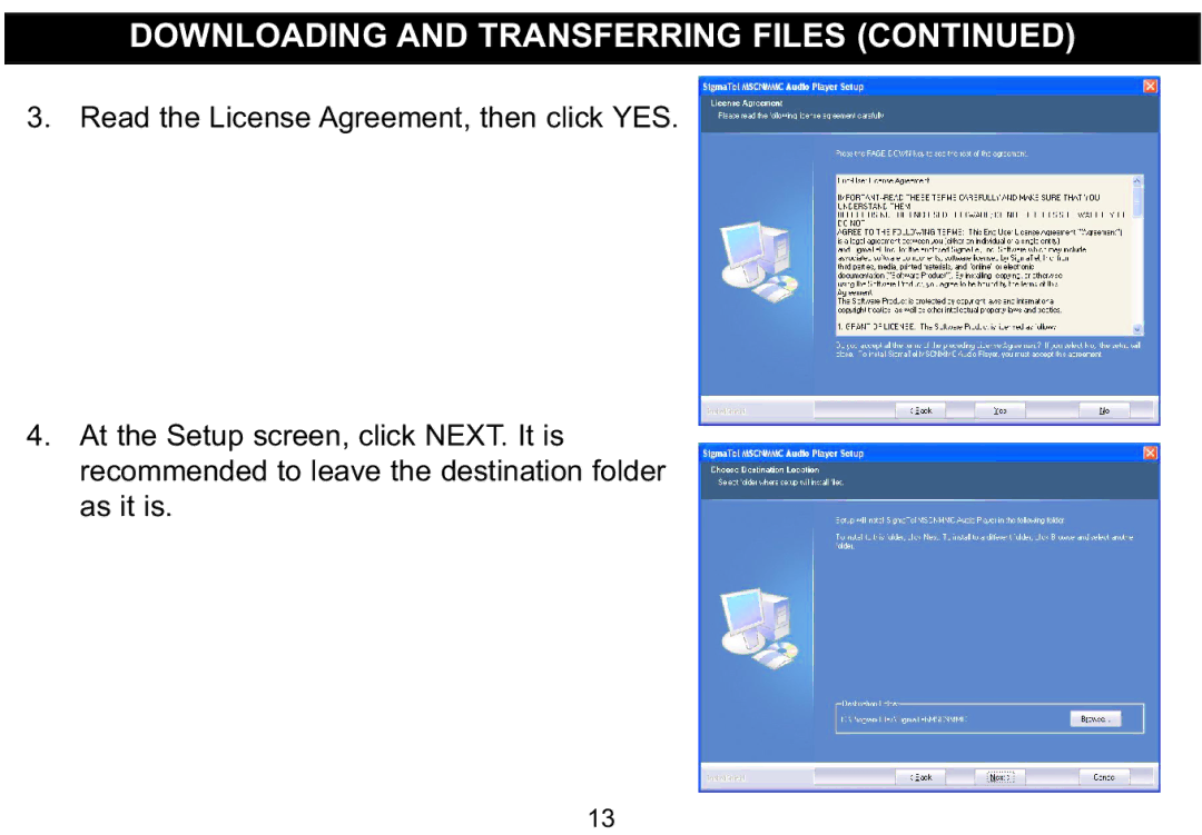 Emerson MP530 owner manual Downloading and Transferring Files 