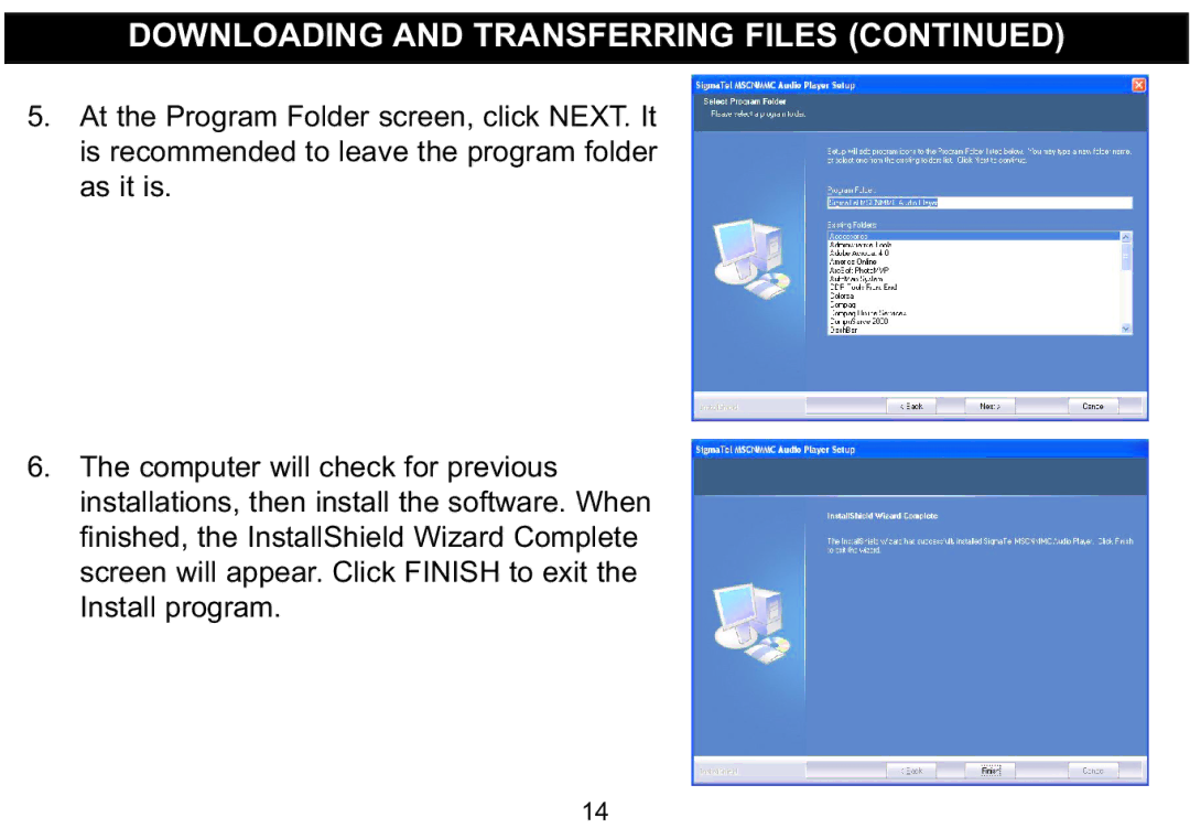 Emerson MP530 owner manual Downloading and Transferring Files 