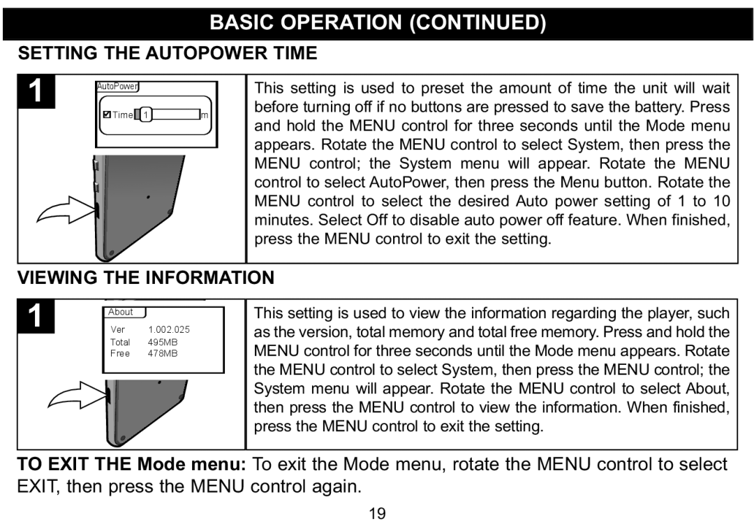 Emerson MP530 owner manual Setting the Autopower Time, Viewing the Information 