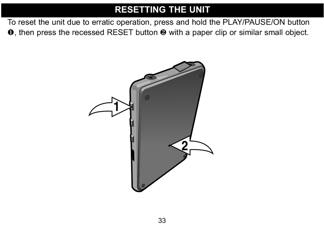 Emerson MP530 owner manual Resetting the Unit 