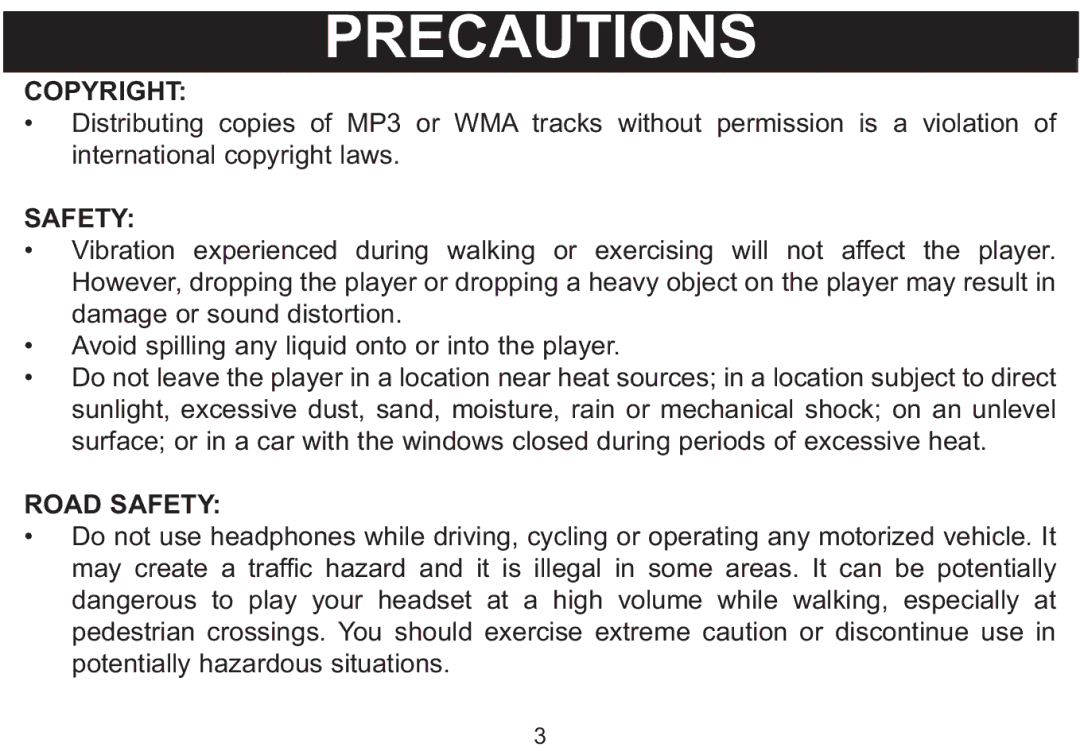 Emerson MP530 owner manual Copyright, Road Safety 