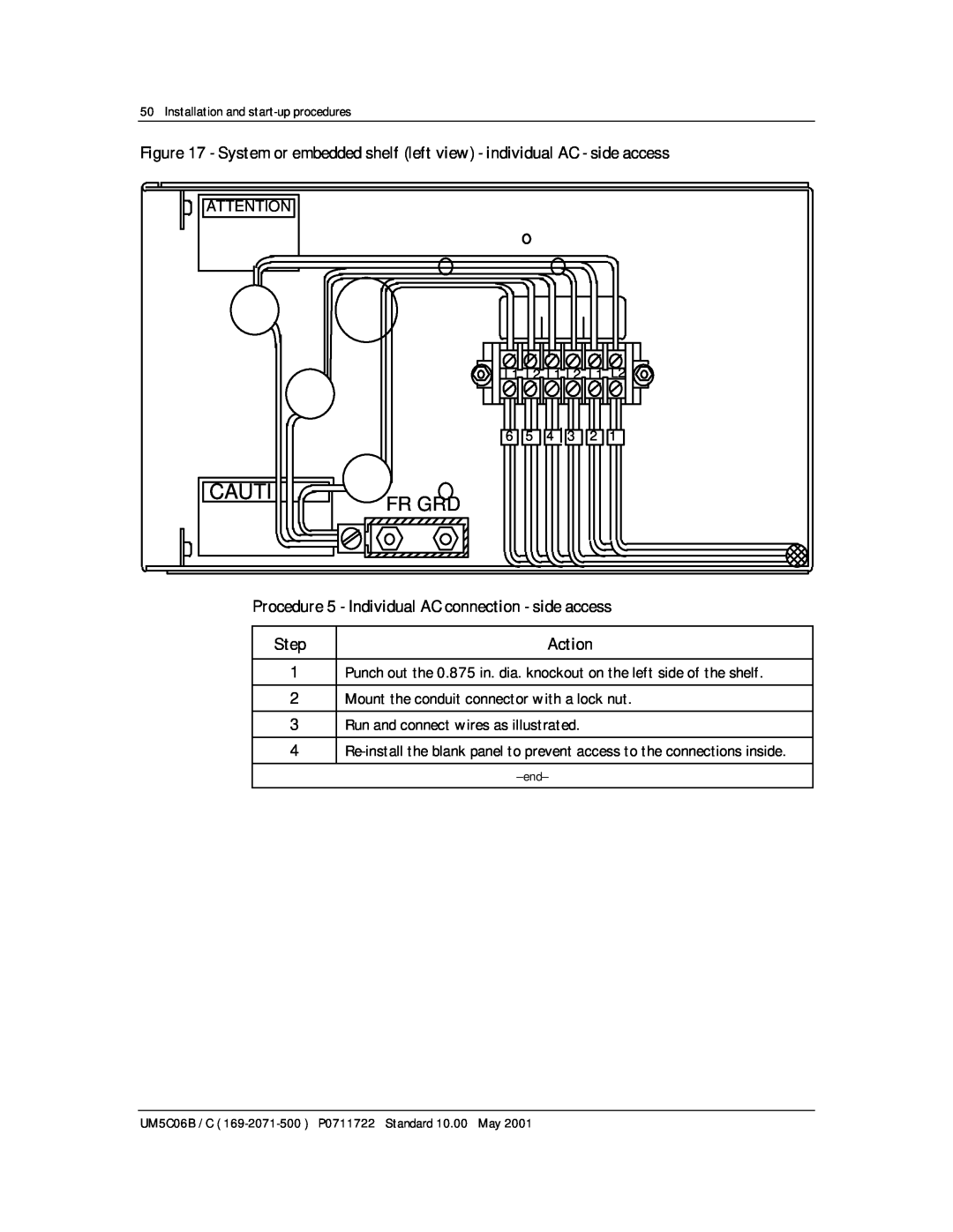 Emerson MPR15 Series, MPR25 user manual Procedure 5 - Individual AC connection - side access, Cauti, Fr Grd, Step 
