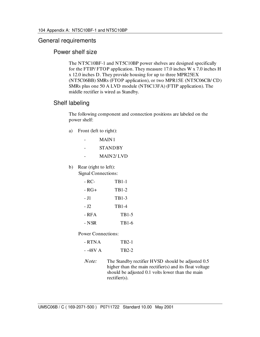 Emerson MPR15 Series, MPR25 user manual General requirements Power shelf size, Shelf labeling 