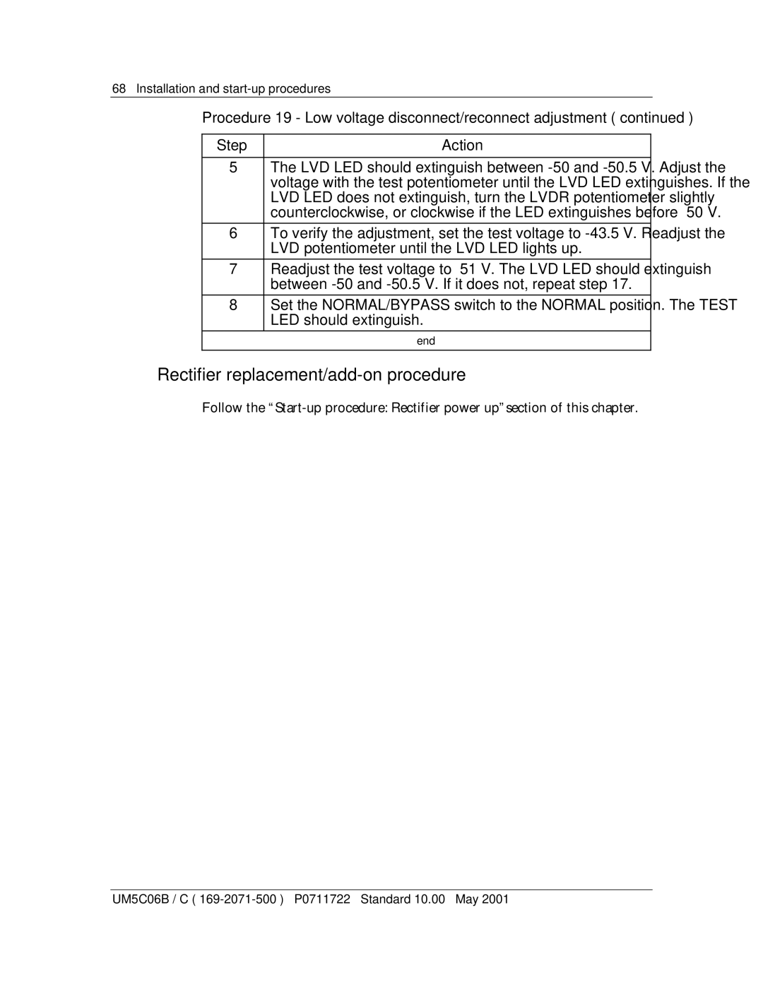 Emerson MPR15 Series, MPR25 user manual Rectifier replacement/add-on procedure 