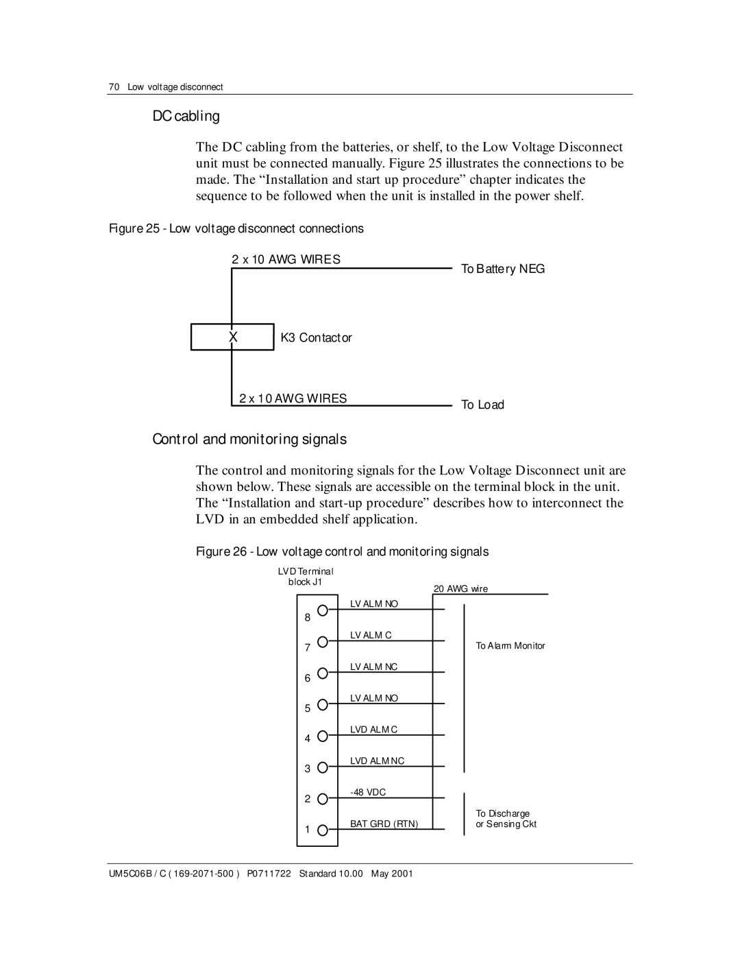 Emerson MPR15 Series, MPR25 user manual DC cabling, Control and monitoring signals 