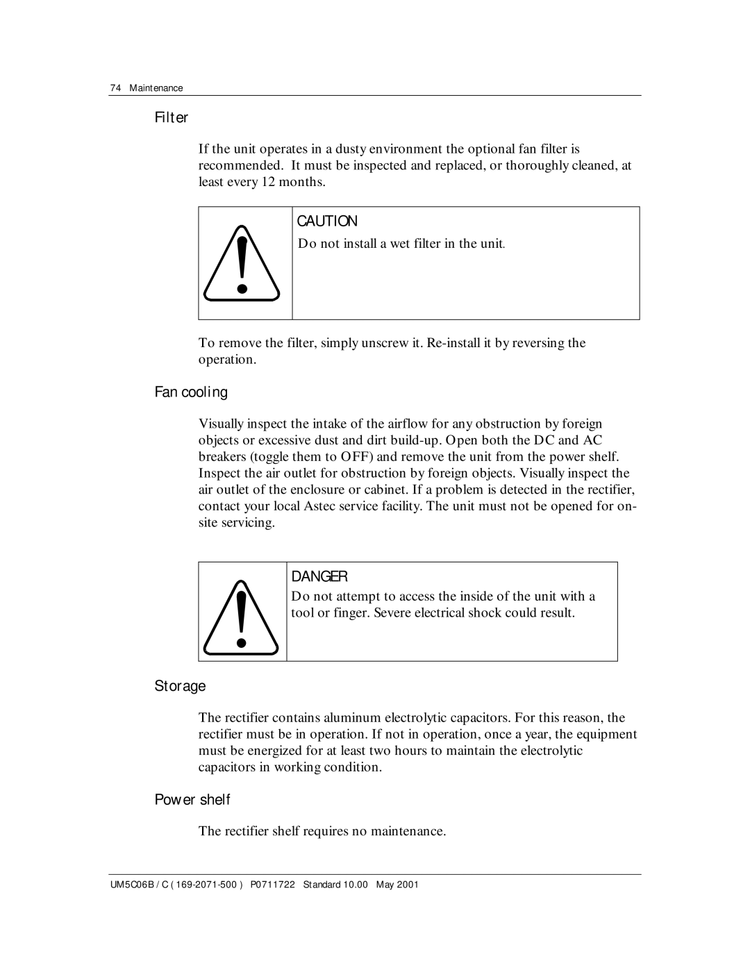 Emerson MPR15 Series, MPR25 user manual Filter, Fan cooling, Power shelf 