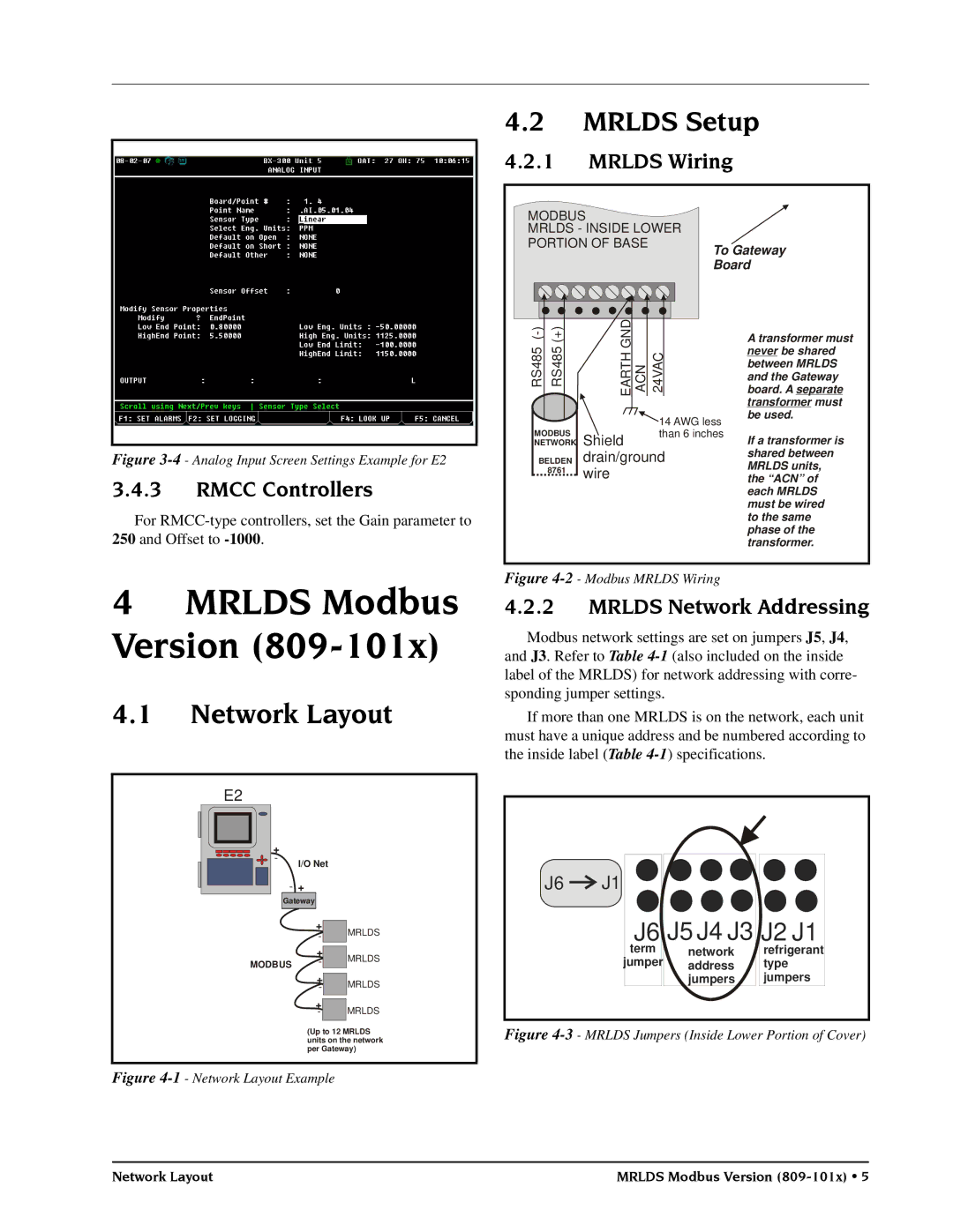 Emerson MRLDS operation manual Mrlds Setup, Mrlds Wiring, Rmcc Controllers, Mrlds Network Addressing 