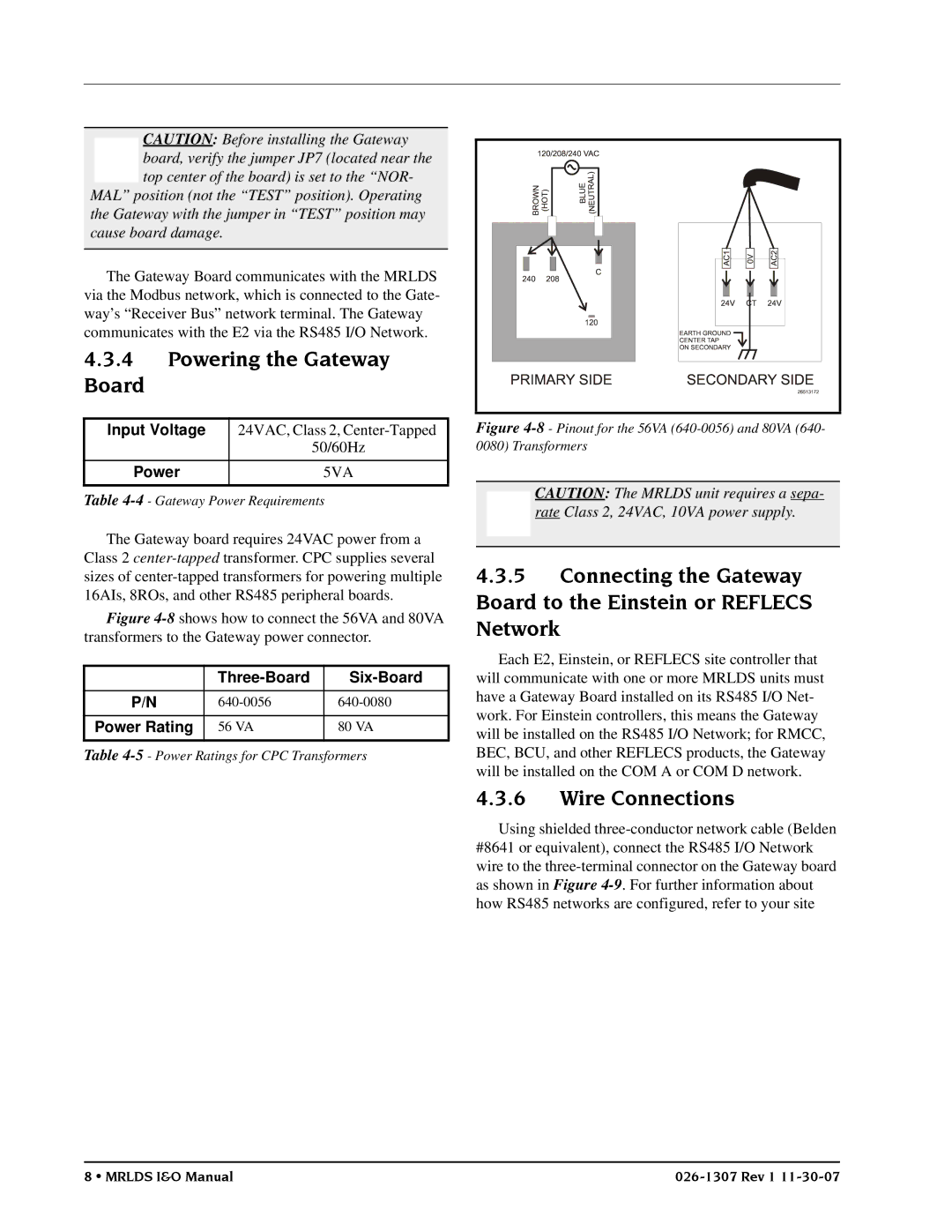 Emerson MRLDS operation manual Powering the Gateway Board, Wire Connections, Input Voltage, Three-Board Six-Board 