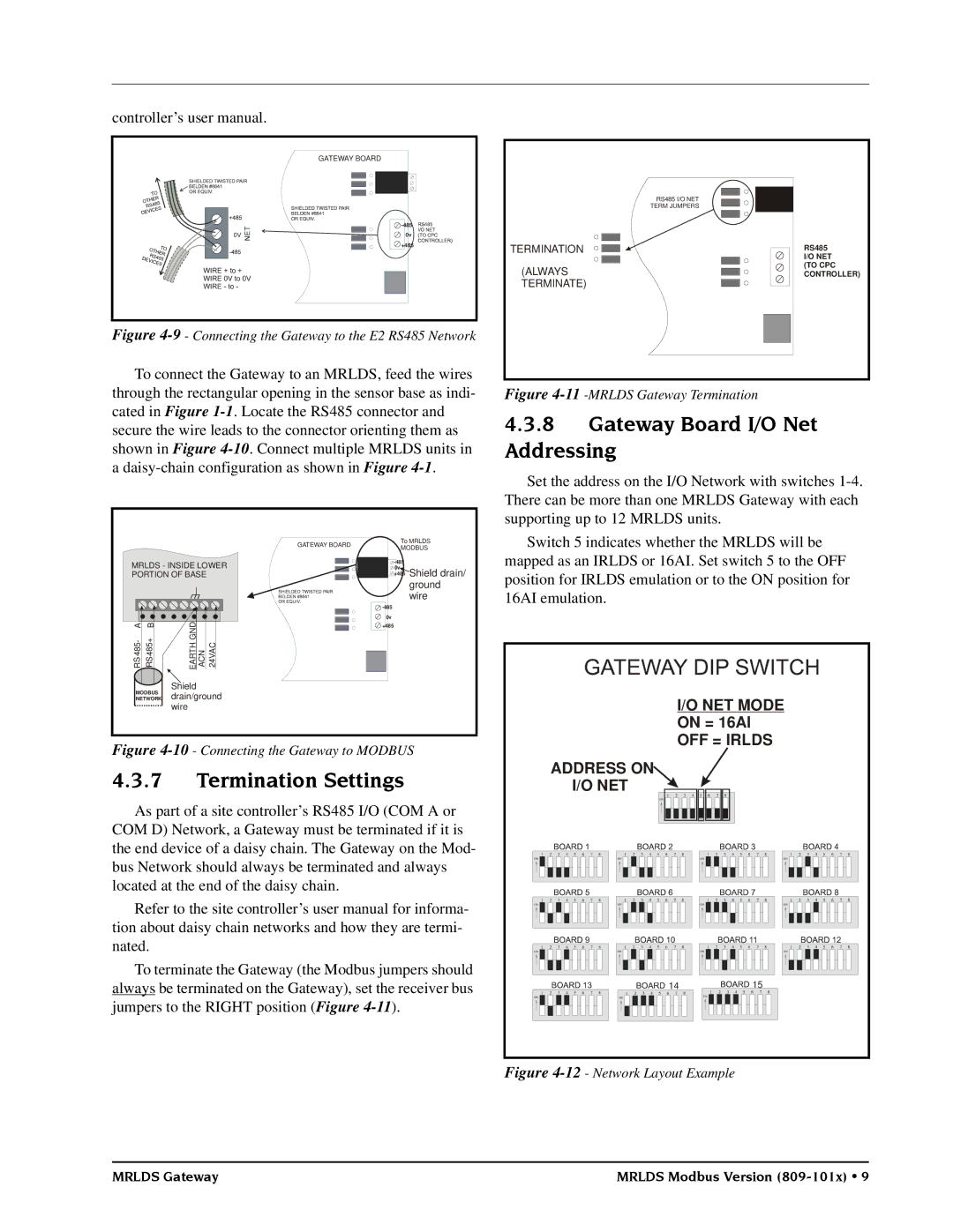 Emerson MRLDS operation manual Gateway Board I/O Net Addressing, Termination Settings 