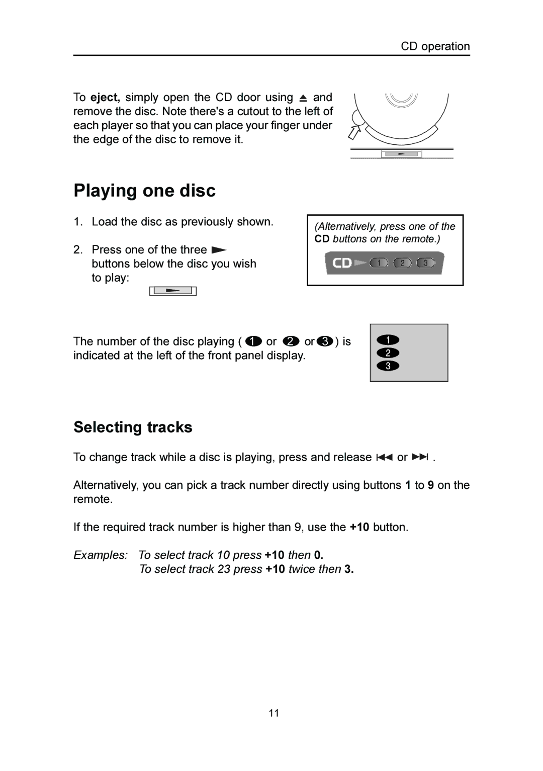 Emerson MS3100 owner manual Playing one disc, Selecting tracks 