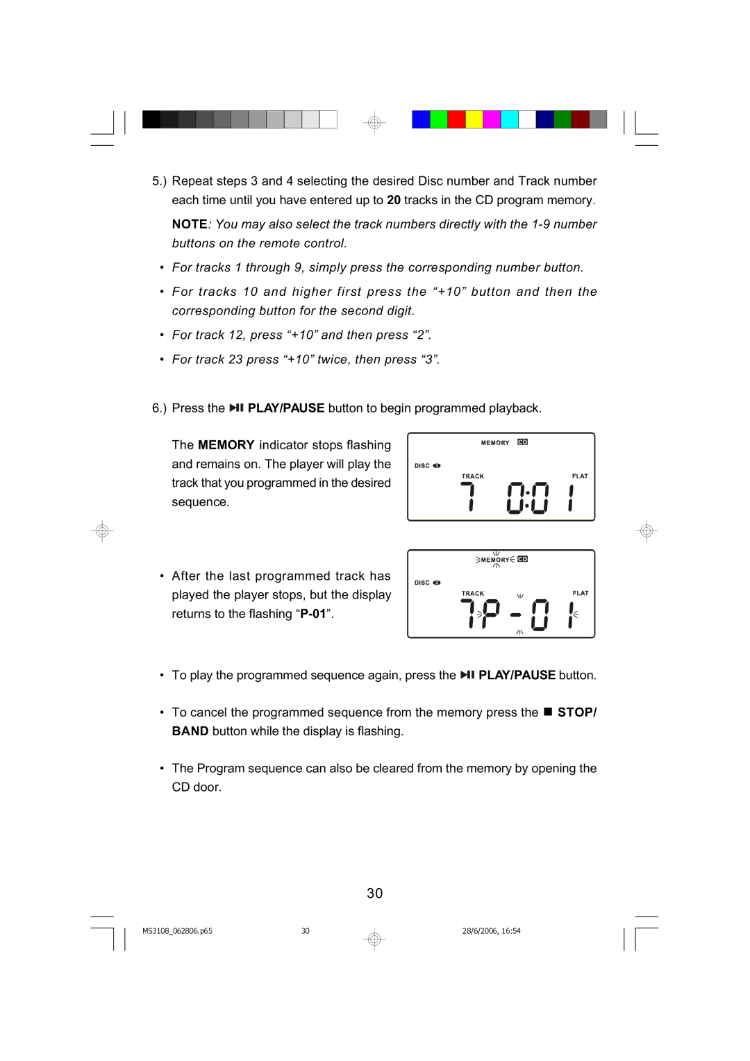 Emerson MS3108C owner manual Stop 