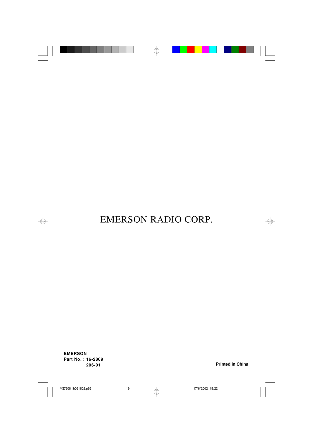 Emerson MS7608 owner manual Emerson Radio Corp 